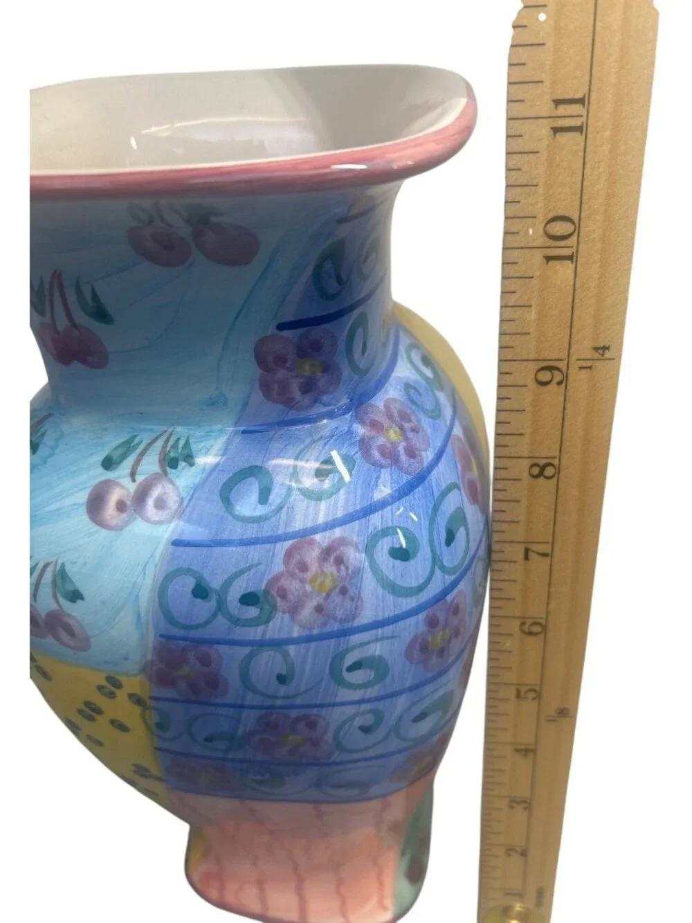 Favanol Hand Painted Ceramic Vase Floral Butterfly Multicolor Home Decor Accent
